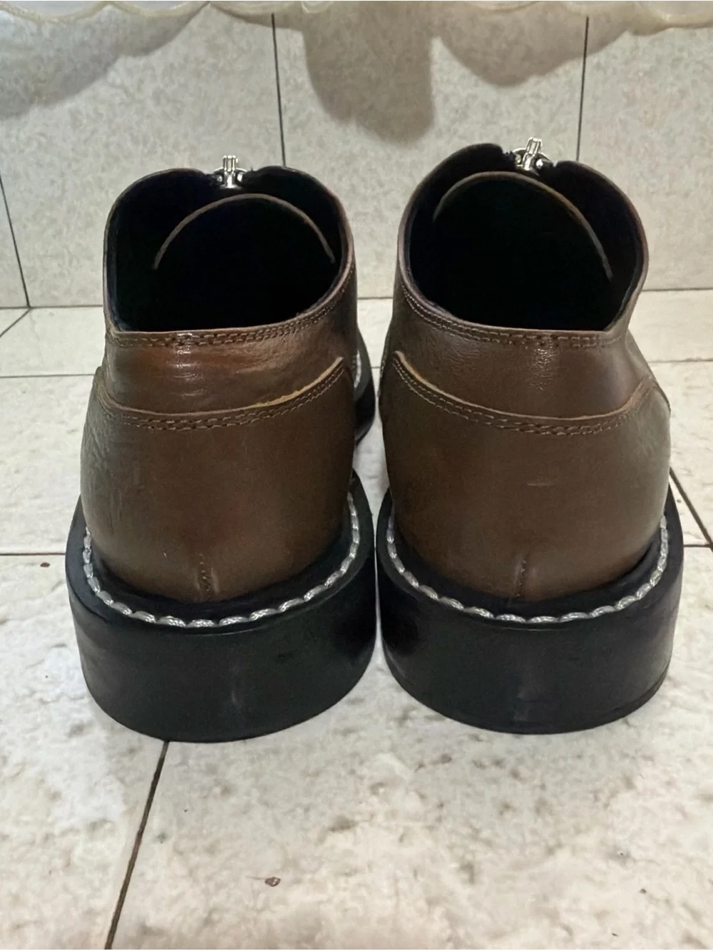 Rag & Bone Saxon Zip-Front Leather Loafer Brown 38.5/8